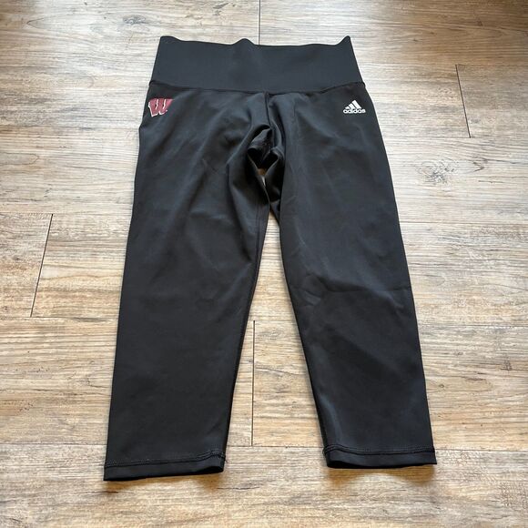 UW Madison Leggings Capris Black Small Wisconsin Red White University - Picture 4 of 7